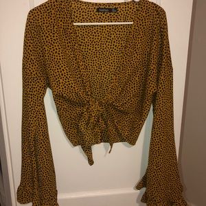 Boohoo flare sleeve crop top